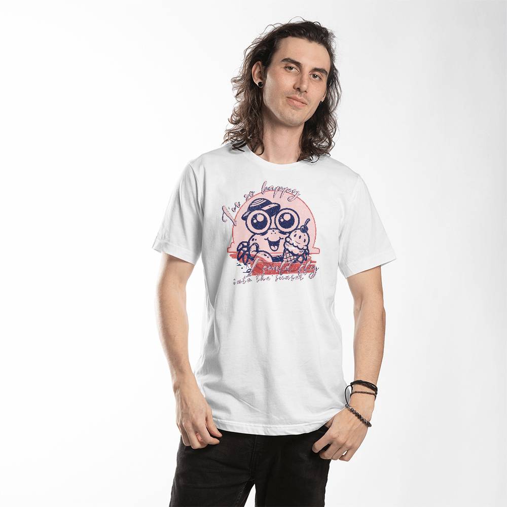 Sunset happy Crab White T-shirt, on a human - sheer: your Luck - Sheerluck-art.com