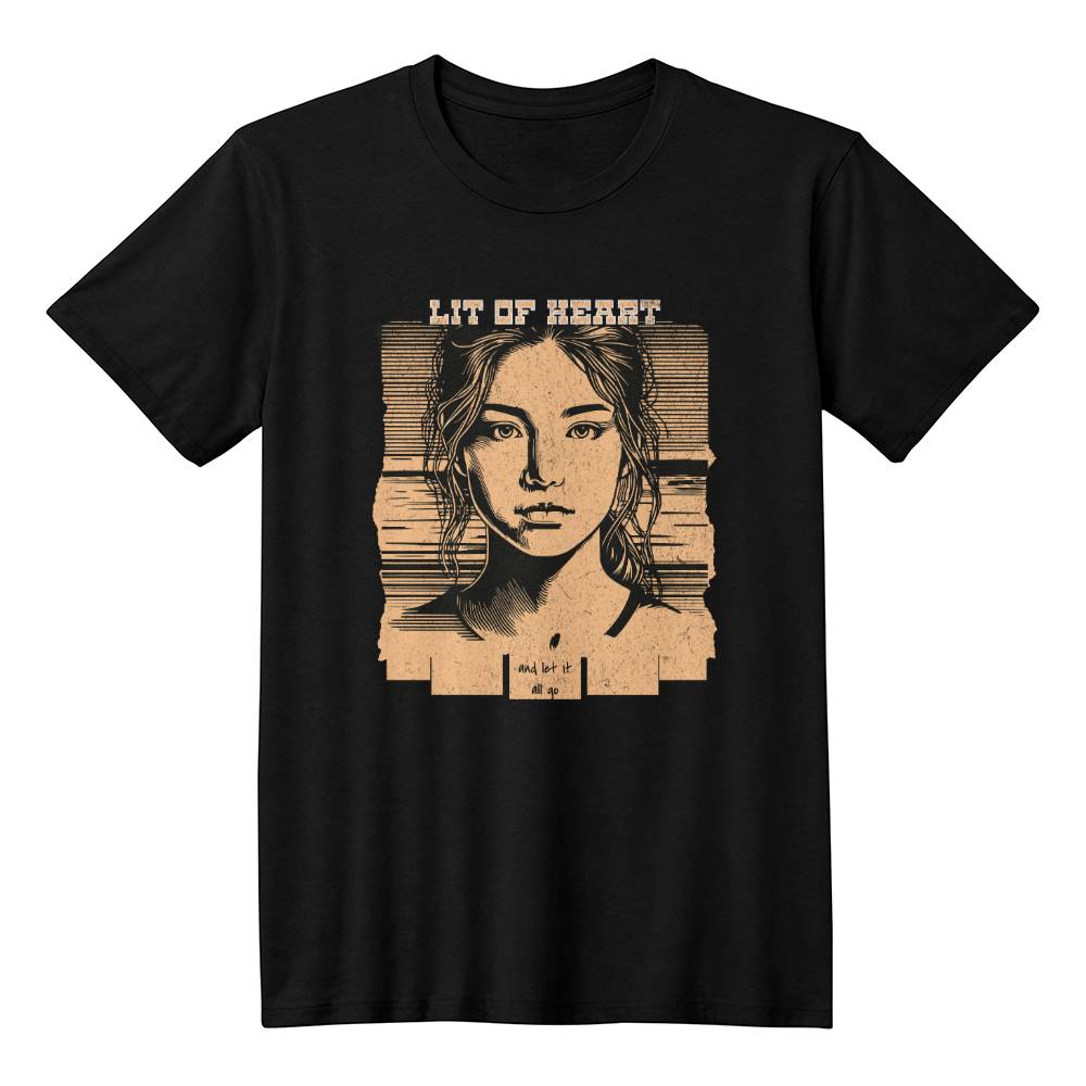 Lit of heart Black T-shirt - Sheer: your Luck - Sheerluck-art.com