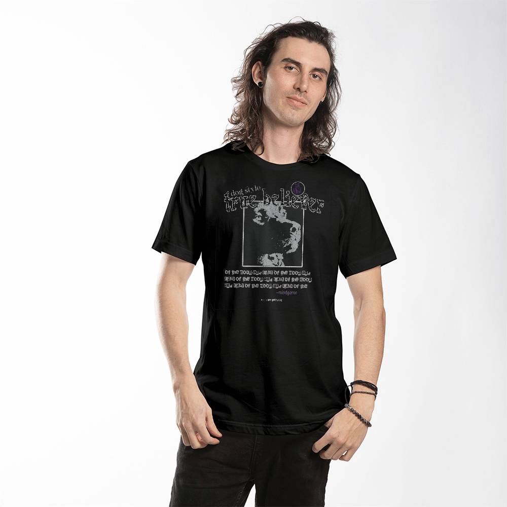 Dog style True believer Black T-shirt, on a human - Sheer: your Luck - Sheerluck-art.com