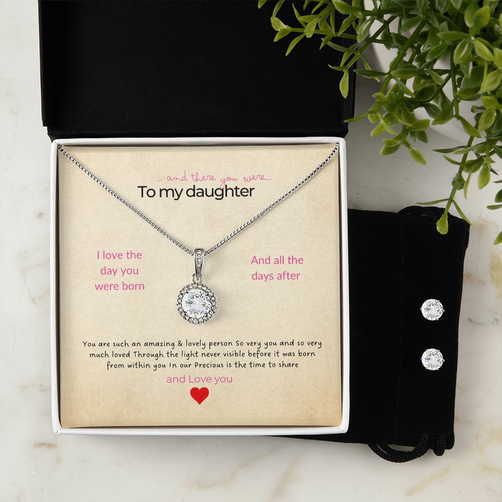 Message card to daughter with necklace and earrings - Sheer: your Luck - Sheerluck-art.com