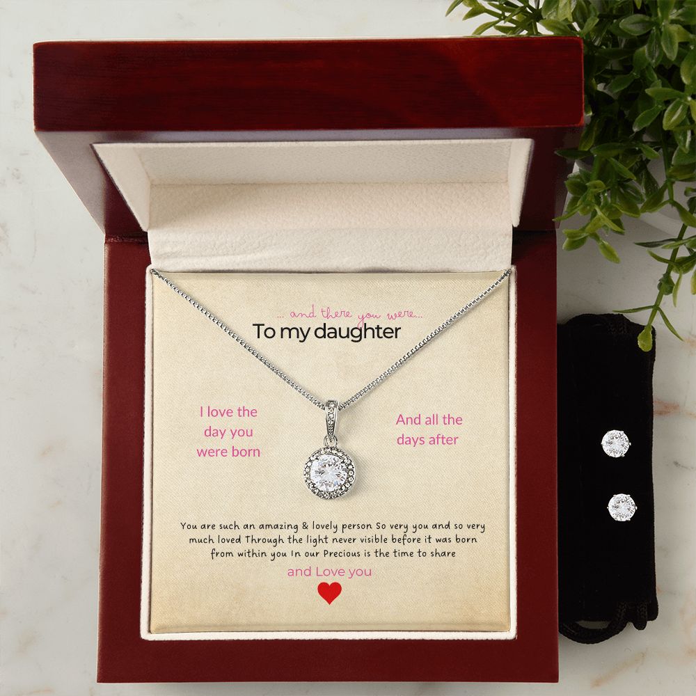 Message card to daughter with necklace and earrings - Sheer: your Luck - Sheerluck-art.com